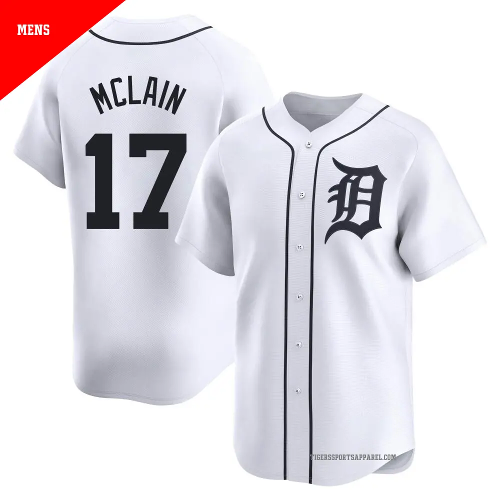 Men s 17 Denny McLain Detroit Tigers White Limited Home Jersey